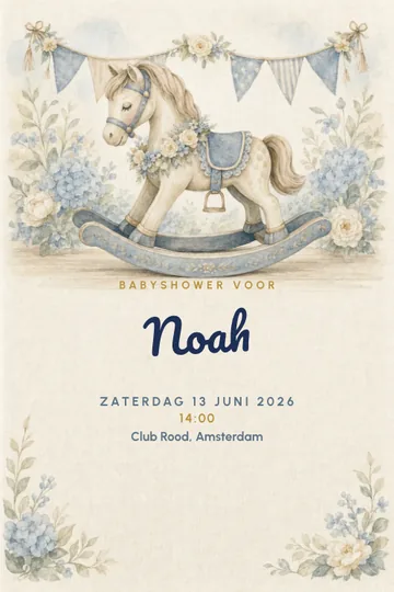 Uitnodiging met het ontwerp Hobbelpaard