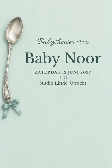 Uitnodiging met het ontwerp Een lepeltje geluk