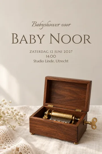 Uitnodiging met het ontwerp Muziekdoosje