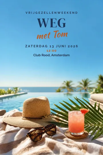 Uitnodiging met het ontwerp Zon en zee