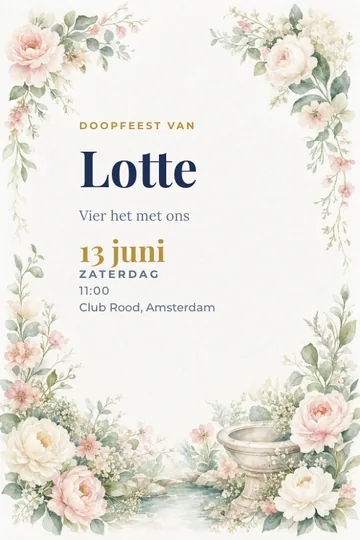 Uitnodiging met het ontwerp Bloemenkrans