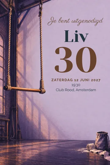 Uitnodiging met het ontwerp Onder de trapeze