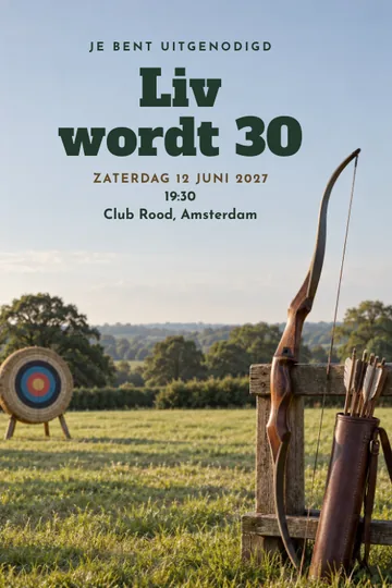 Uitnodiging met het ontwerp Boogschietclub
