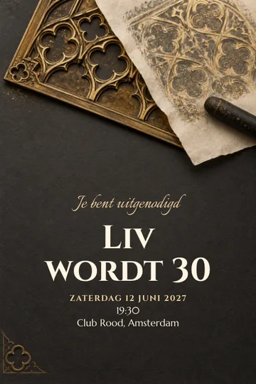 Uitnodiging met het ontwerp Wrijven in goud