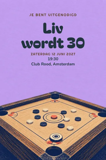 Uitnodiging met het ontwerp Schuif aan voor carrom
