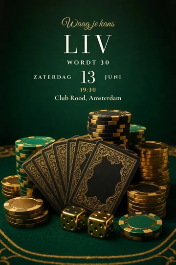 Uitnodiging met het ontwerp Casinonacht