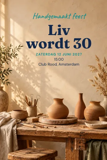 Uitnodiging met het ontwerp Keramiekatelier