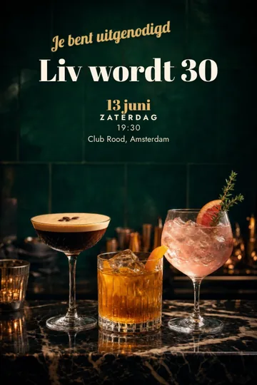 Uitnodiging met het ontwerp Cocktailclub