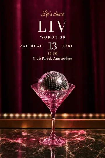 Uitnodiging met het ontwerp Disco martini