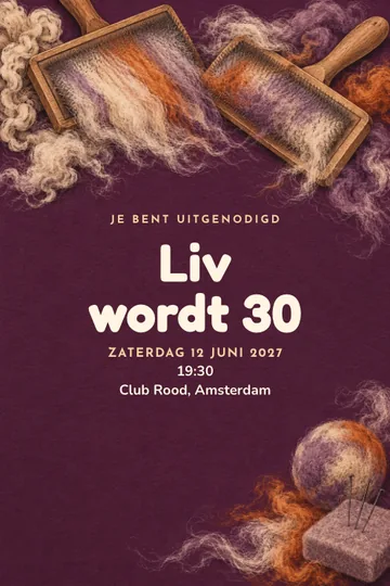 Uitnodiging met het ontwerp Wol en vilt atelier