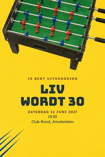 Uitnodiging met het ontwerp Tafelvoetbalfeest