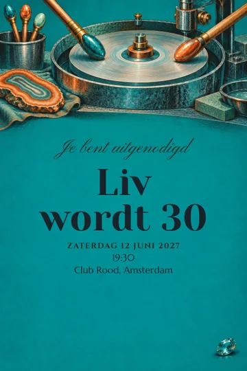 Uitnodiging met het ontwerp Edelsteen atelier