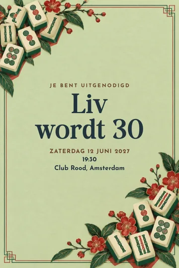 Uitnodiging met het ontwerp Mahjongavond