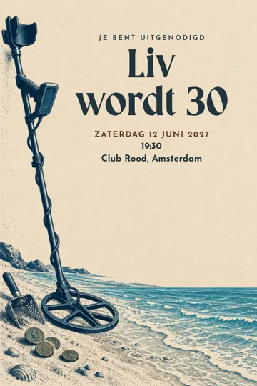 Uitnodiging met het ontwerp Strandvondstenfeest