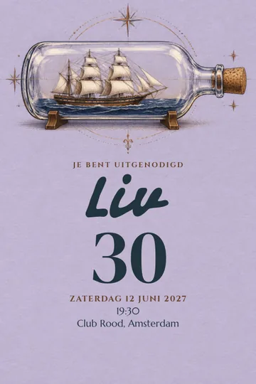 Uitnodiging met het ontwerp Een wereld in een fles
