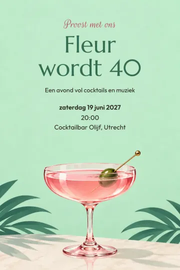 Uitnodiging Verjaardag, ontwerp Coupe op mint