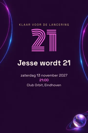 Uitnodiging Verjaardag, ontwerp Neonplaneet