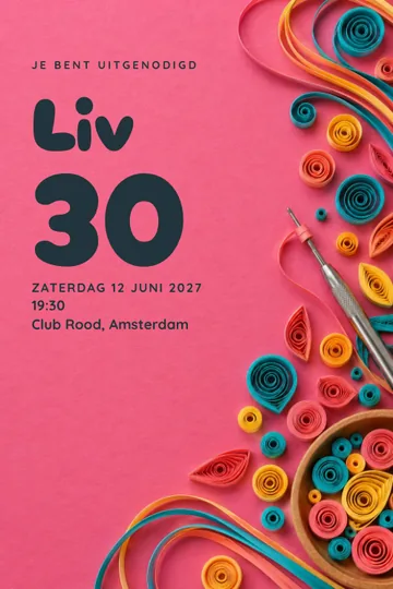 Uitnodiging met het ontwerp Papierkrullen atelier