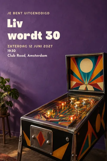Uitnodiging met het ontwerp Flipperavond