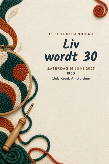 Uitnodiging met het ontwerp Tuftatelier
