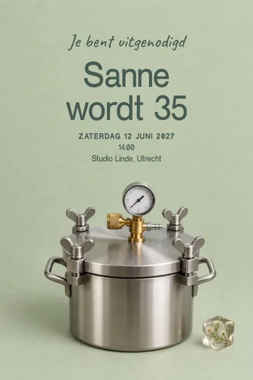 Uitnodiging met het ontwerp Gietatelier