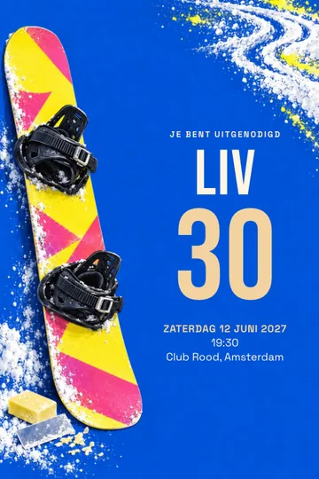 Uitnodiging met het ontwerp Snowboard atelier