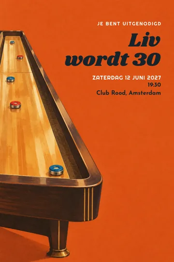 Uitnodiging met het ontwerp Shuffleboard club