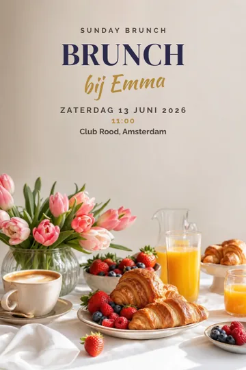 Uitnodiging met het ontwerp Sunday brunch