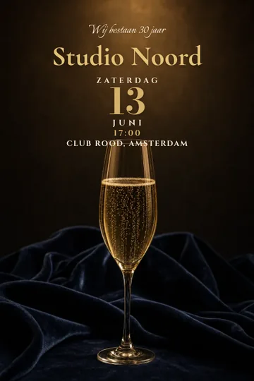 Uitnodiging met het ontwerp Proost op de jaren