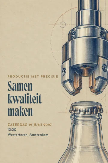 Uitnodiging met het ontwerp Precisie productie