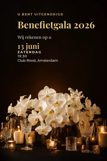 Uitnodiging met het ontwerp Benefietgala