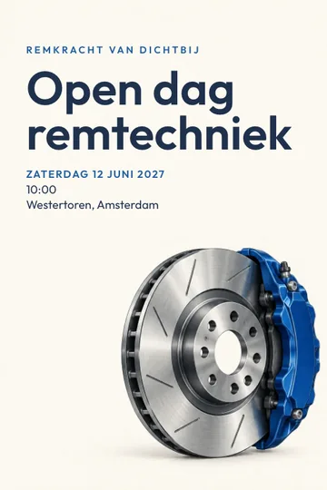 Uitnodiging met het ontwerp Remtechniek