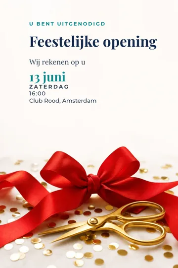 Uitnodiging met het ontwerp Opening