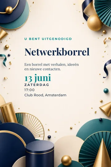 Uitnodiging met het ontwerp Netwerkborrel