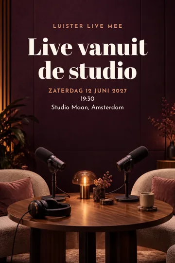 Uitnodiging met het ontwerp Podcast live