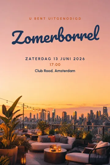Uitnodiging met het ontwerp Rooftop zomerborrel