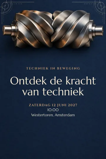 Uitnodiging met het ontwerp Techniek in beweging