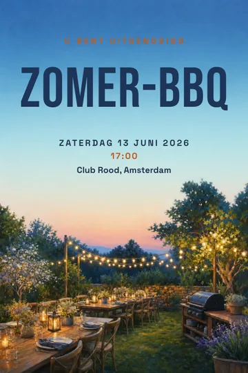 Uitnodiging met het ontwerp Zomer-BBQ van het bedrijf