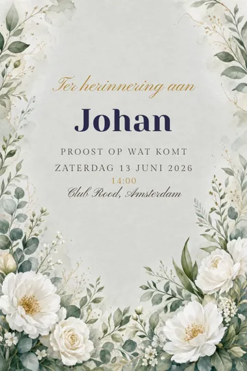 Uitnodiging met het ontwerp Herinneringsfeest