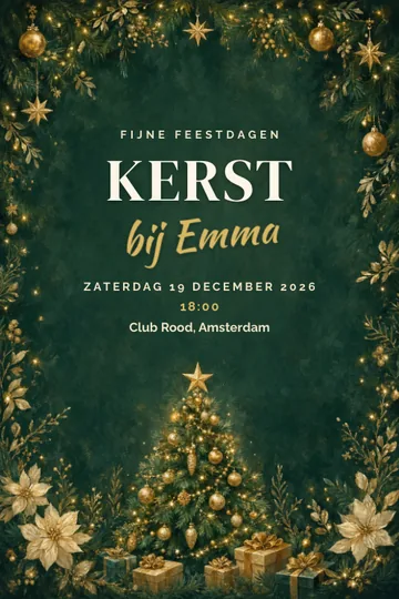 Uitnodiging met het ontwerp Gouden kerstboom