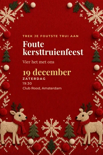 Uitnodiging met het ontwerp Foute kersttrui