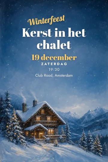 Uitnodiging met het ontwerp Winterchalet
