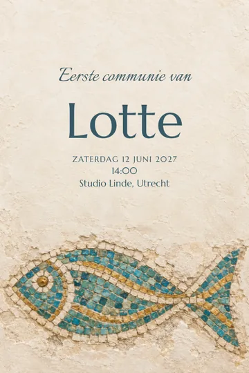 Uitnodiging met het ontwerp Mozaïekvis