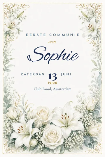 Uitnodiging met het ontwerp Witte bloemen