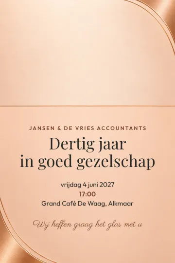 Uitnodiging Bedrijfsfeest, ontwerp Koperglans