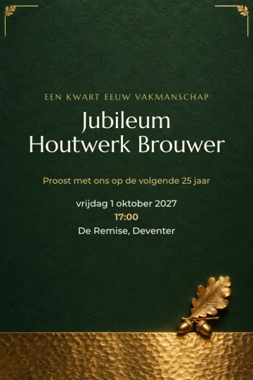 Uitnodiging Bedrijfsfeest, ontwerp Gouden eikenblad