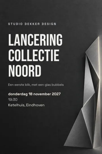 Uitnodiging Bedrijfsfeest, ontwerp Grafiet en staal