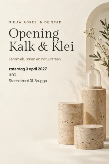 Uitnodiging Bedrijfsfeest, ontwerp Sokkels van travertijn