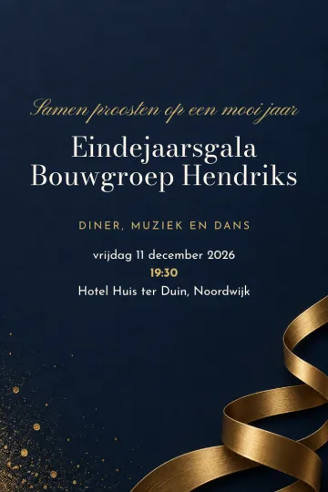 Uitnodiging Bedrijfsfeest, ontwerp Messing spiraal