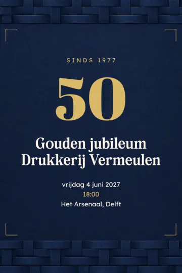 Uitnodiging Bedrijfsfeest, ontwerp Geweven nachtblauw